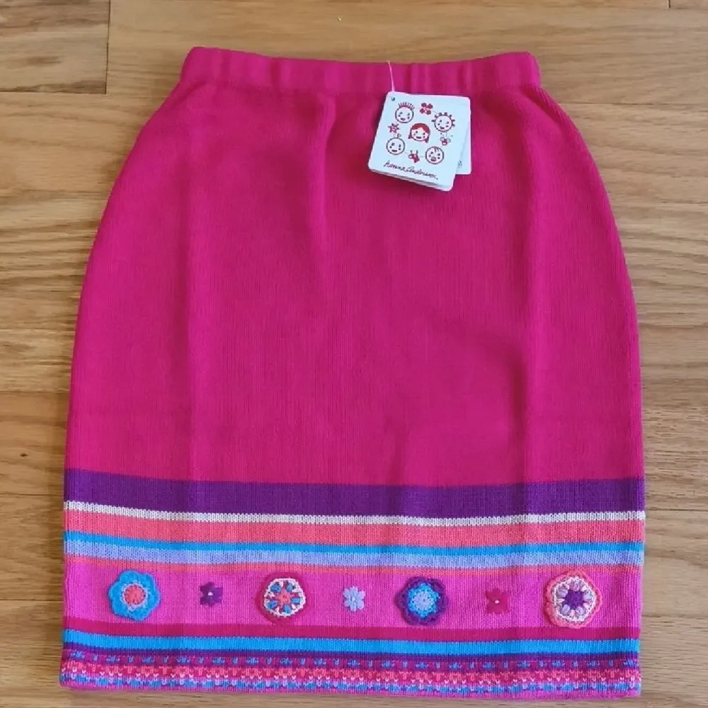 Hanna Andersson, Pink Knit/Sweater Pencil Skirt w/ Floral Details, Size 8 NWT